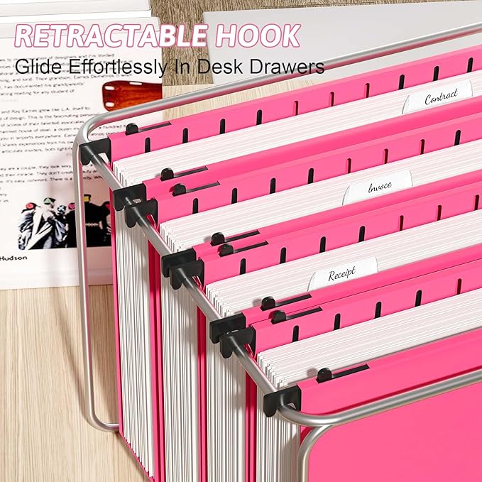 Extra Capacity Plastic Hanging File Folder Letter Size, 12 Pack Reinforced Hang - Image 6
