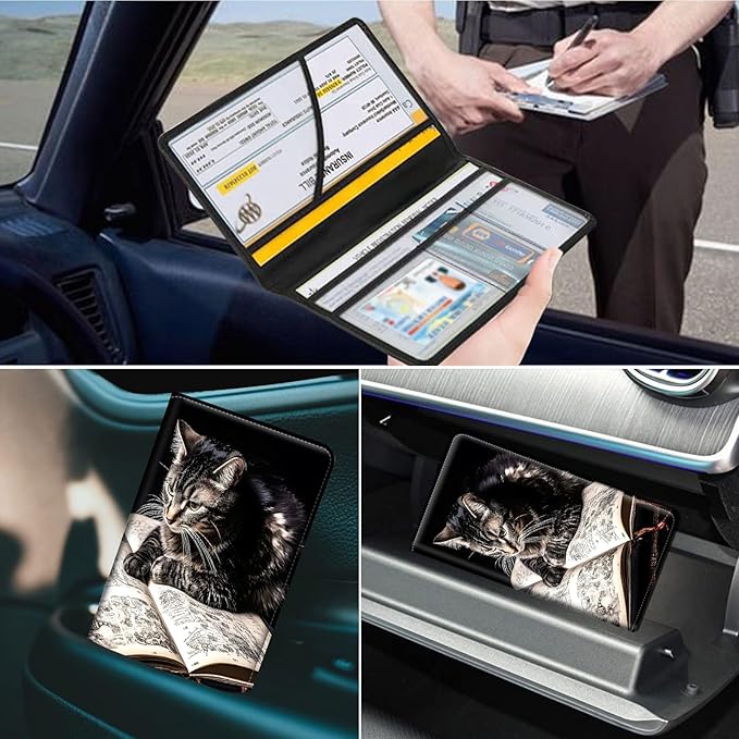 Car Registration and Insurance Holder, Leather Car Glove Box Organizer - Image 7