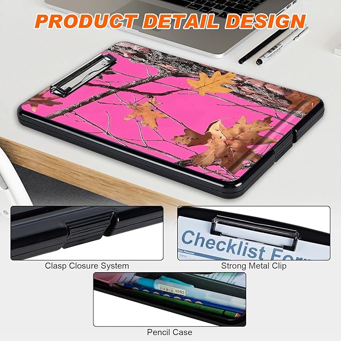Clipboard with Storage, Hard Letter A4 Size Clip Board with Pen Holder & Paper - Image 4