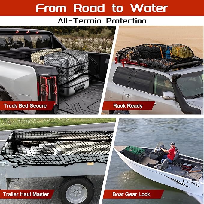 Truck Bed Cargo Net, Stretchable from 4'x4' to 7'x7', High Elastic Cargo Net - Image 6