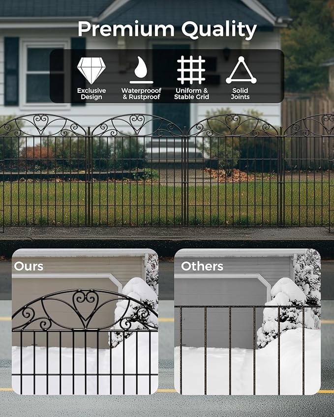 10 Panels No Dig Decorative Outdoor Garden Fence, 40 in X 23.6 ft Animal - Image 3