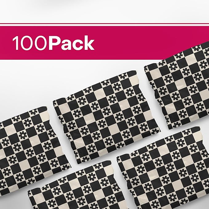 10x13 Poly Mailers – Checkerboard Daisy – Waterproof, Tear-Resistant Shipping - Image 3