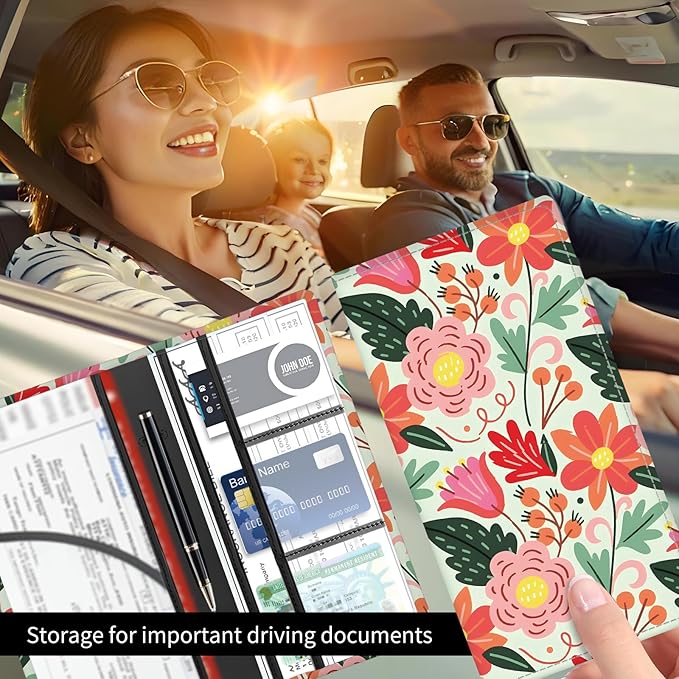 Premium Car Registration and Insurance Card Holder, Cute PU Leather Car - Image 2