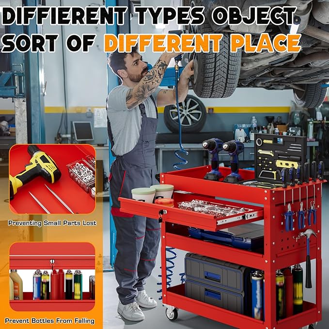3 Tier Tool Cart on Wheels - Image 3