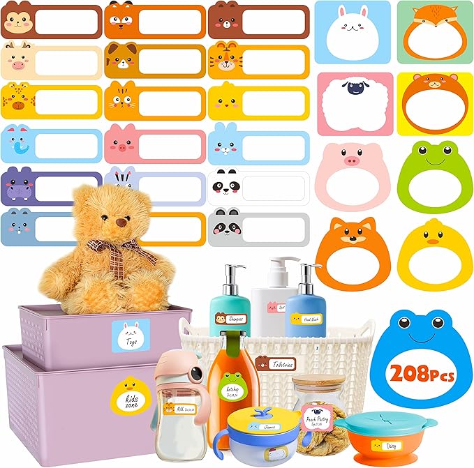 208 PCS Baby Food Labels, 26 Adorable Designs Removable Food Name Stickers by Stickyourhappymoment