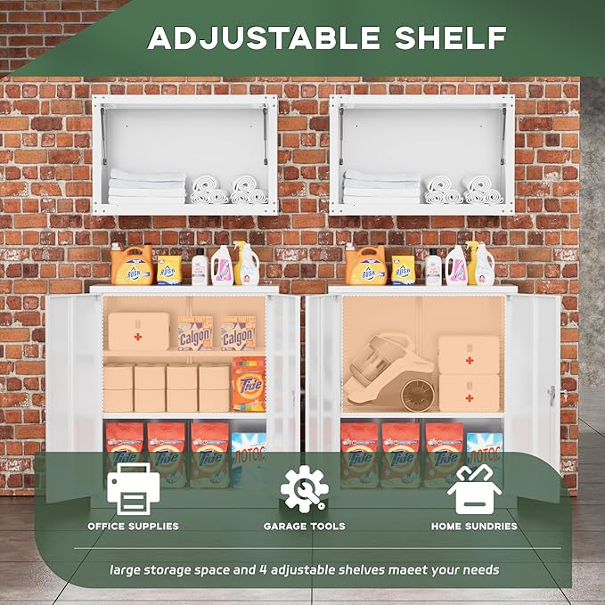 Greenvelly Metal Storage Cabinet, Lockable Storage Cabinets - Image 3