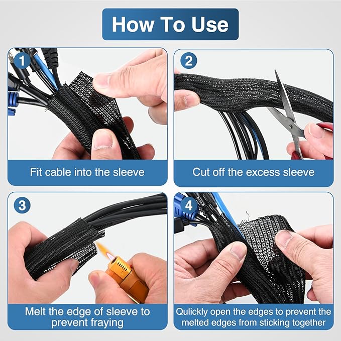 Nilight Cable Sleeve, 25ft-1inch Cord Management Sleeves, Braided Sleeving - Image 4