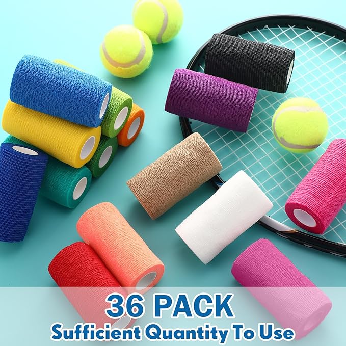 Treela 36 Pcs Self Adherent Bandage 4" X 5 Yard Wrap Breathable Cohesive - Image 5