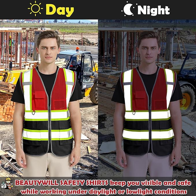 BeautyWill Custom Logo 10/20 Pack Safety Vest Class2 High Visibility Vest - Image 6