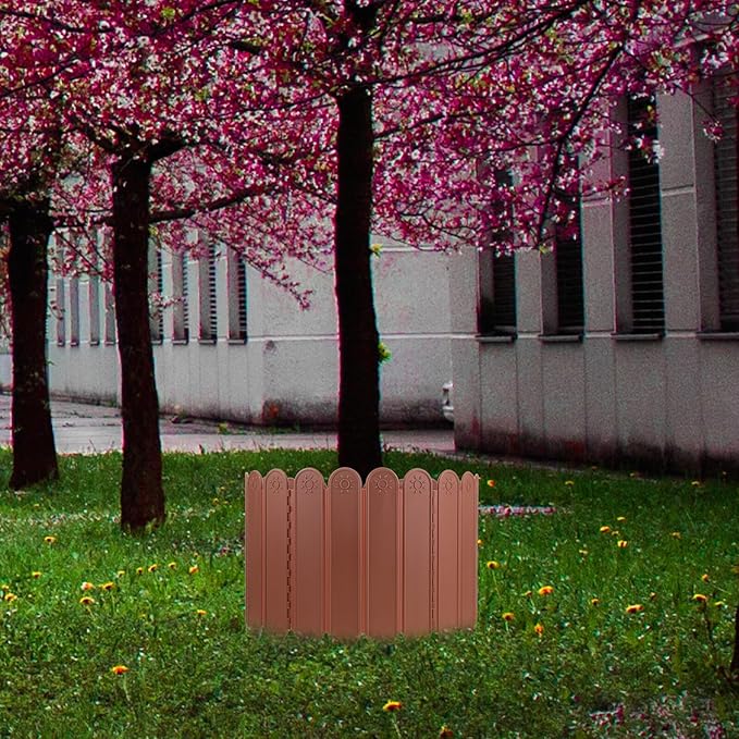 Plastic Garden Lawn Fence Panel High Long Deep Brown Landscape Edging Border - Image 5