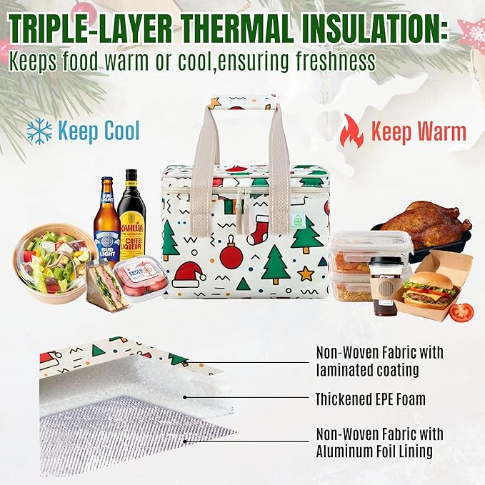 VENO 2 Pack Christmas Insulated Lunch Bag - Image 4