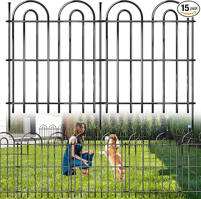 15 Panels Decorative Garden Fence, 32 in X 30 ft No Dig Dog Fence Outdoor by AVELOTUUG