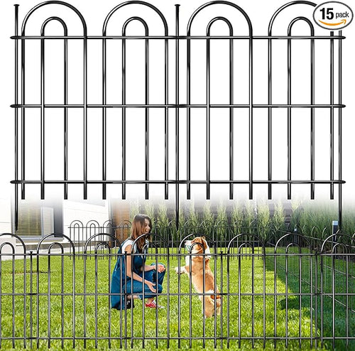 15 Panels Decorative Garden Fence, 32 in X 30 ft No Dig Dog Fence Outdoor by AVELOTUUG