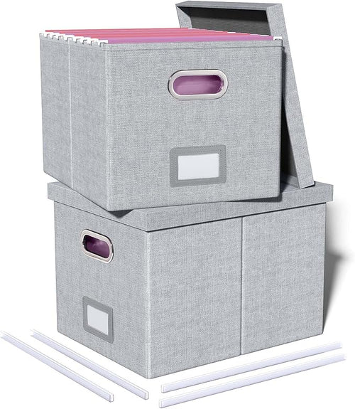 2 Pack File Storage Organizer, Filing Box, Portable File Box by Oterri