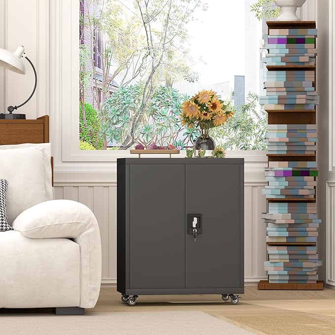 GREATMEET 31.5" H Lockable Storage Cabinet, Small Locking Cabinet - Image 7
