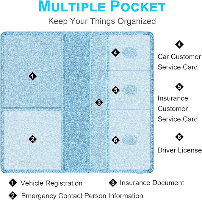 Wisdompro Car Document Holder Organiser, PU Leather Vehicle Insurance and - Image 2