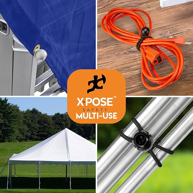 Xpose Safety Bungee Ball Cords 6" 25 Pack Heavy Duty Assorted Colors Black and - Image 3