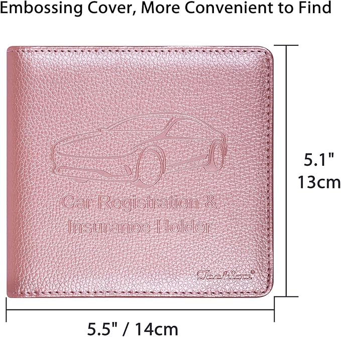 Car Insurance and Registration Holder, 5.5 x 5 Inch PU Leather Vehicle Glove - Image 4