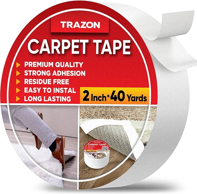 Carpet Binding Tape Double Sided - 2 In / 120 Ft Tape Grippers by TrazonProducts