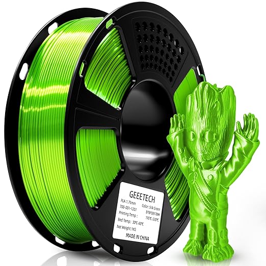 Geeetech Silk PLA Filament 1.75mm 3D Printer Filament Apple Green, Metal-Like - Image 2