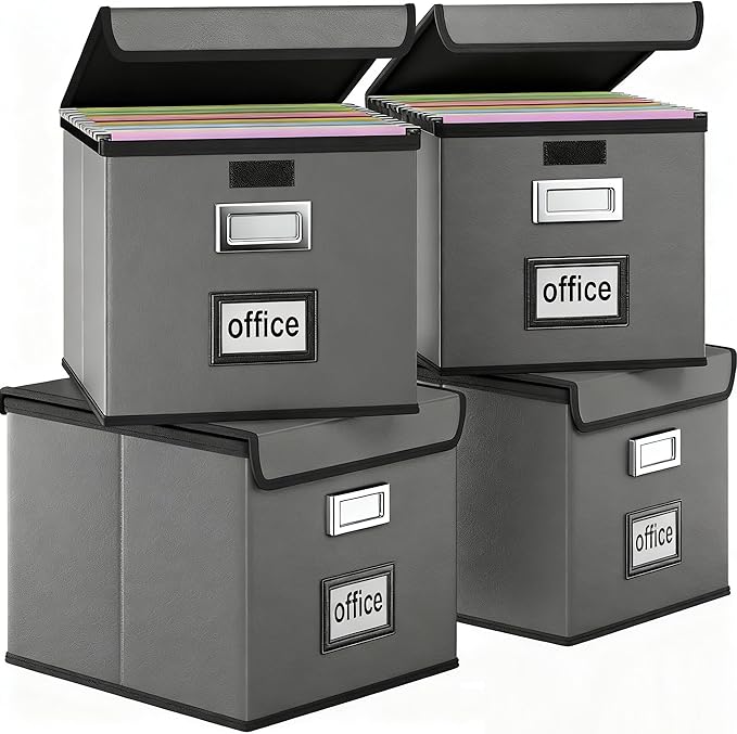 Huolewa Portable Leather File Organizer Boxes by Huolewa
