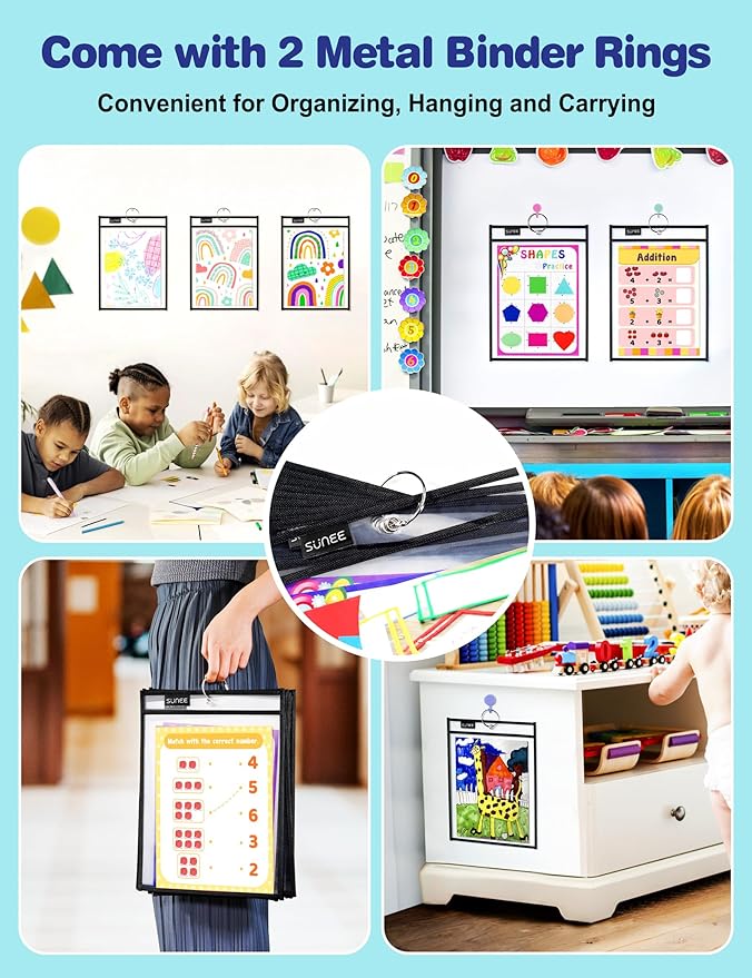 SUNEE 6 Packs Oversized Reusable Dry Erase Pocket Sleeves - Image 6