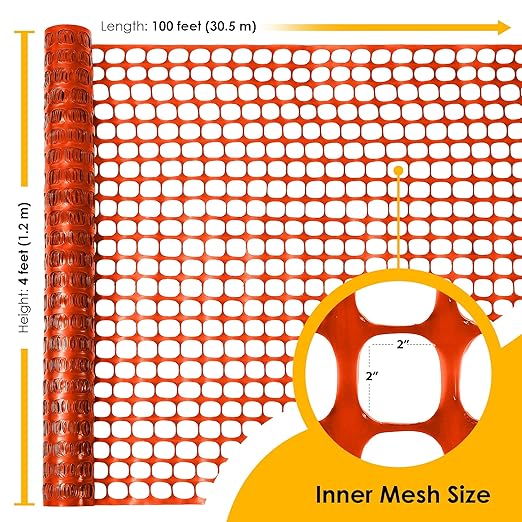 Houseables Plastic Mesh Fence, Construction Barrier Netting, 1 Roll, Garden - Image 2