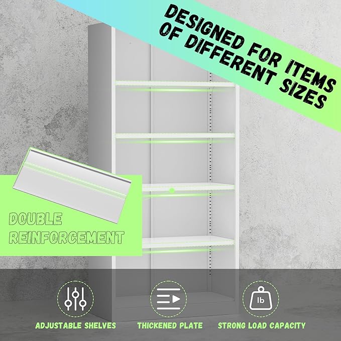 Crownland 72" Metal Storage Cabinet, Lockable Garage Storage Cabinets, High - Image 4