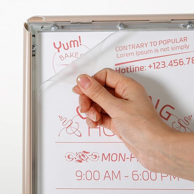 M&T Displays Curved Menu Board, 8.5x11 Pedestal Sign Holder Pale Rose Floor - Image 6