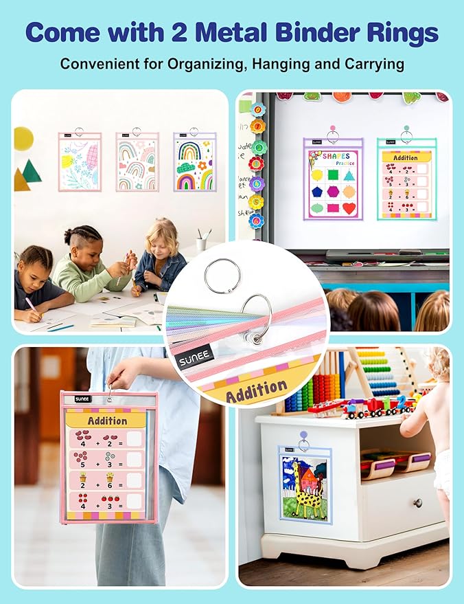 SUNEE 6 Packs Oversized Reusable Dry Erase Pocket Sleeves - Image 6