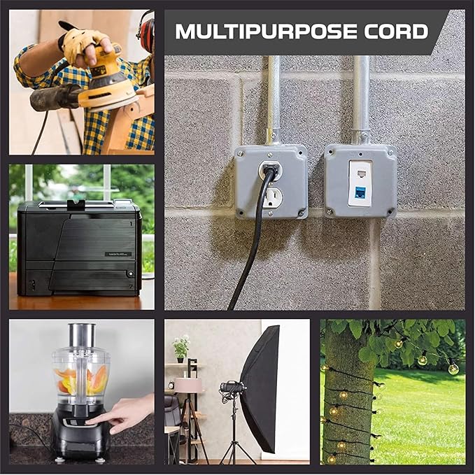Outdoor Extension Cord Waterproof 25 FT, Flexible 100% Copper 3 Prong Extension - Image 4