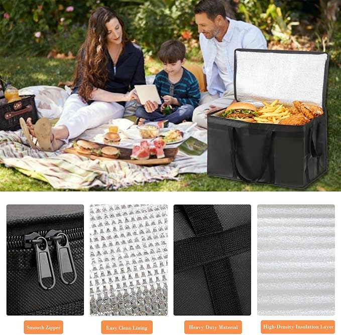 Insulated Bags for Food Delivery, XXXL Pizza Delivery Bags for Hot and Cold Food - Image 3