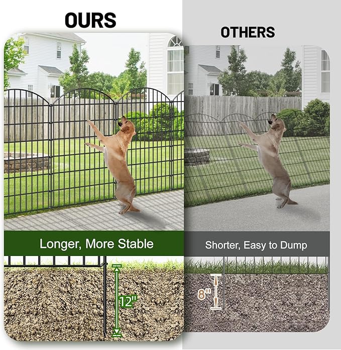 Metal Garden Fence 48in x 12.7ft, 5 Panels + 6 Stakes Dog Fence Border Fence - Image 4