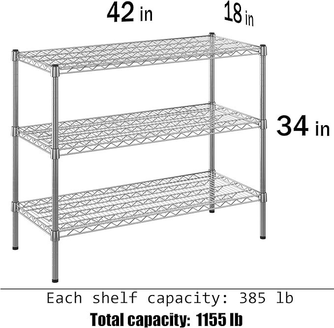 18" Deep x 42" Wide x 34" Height Wire Shelving Kit | 3-Tier | NSF Commercial - Image 3