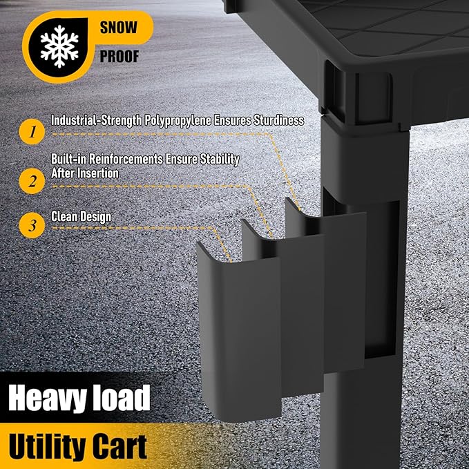Utility Plastic Tool Cart, 46 x 26-Inch Rolling Service Carts Huge Storage - Image 6