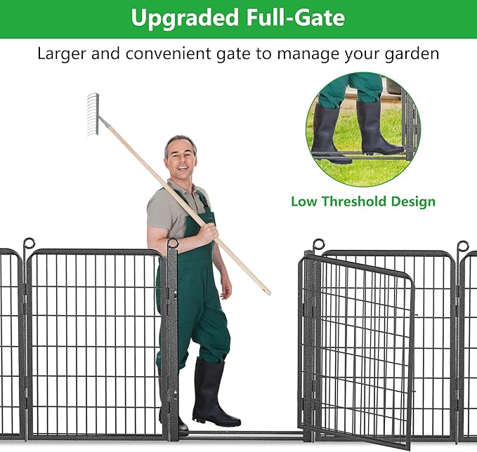 Decorative Garden Fence with Gate, 40 in x 54 ft Rustproof Metal Fence Panels - Image 2