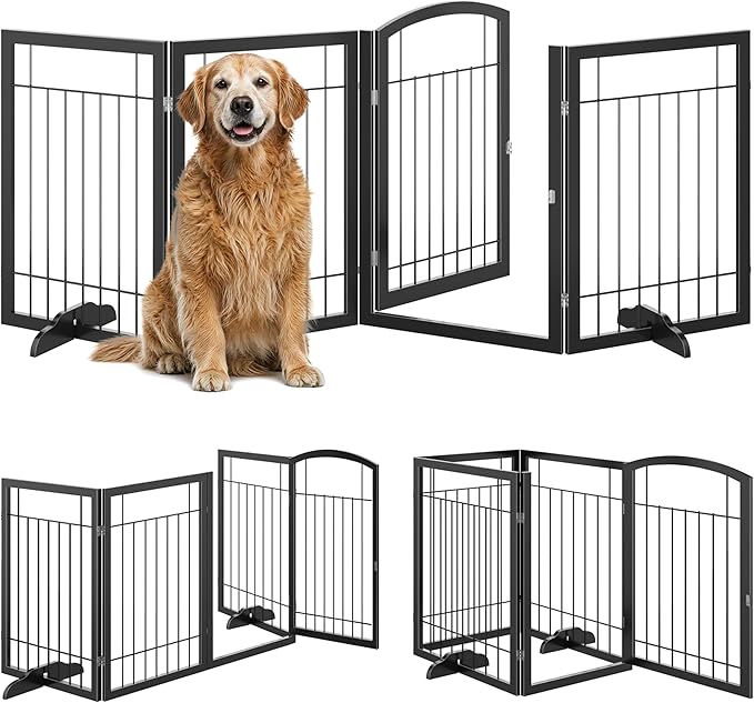 Vantas Folding Pet Gate 96" Wide, Freestanding Wire Pet Gate, Pet Puppy Safety - Image 2