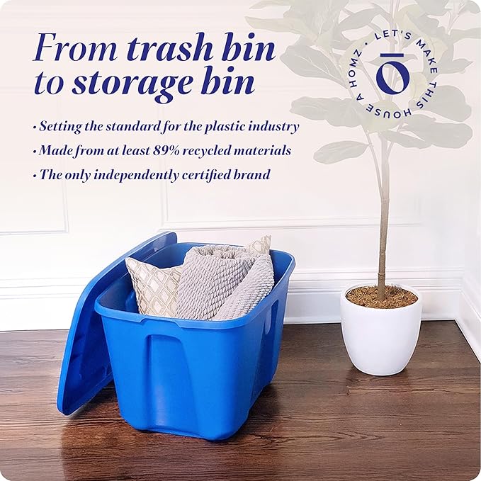 HOMZ 4-Pack Durable Molded Bin, Plastic Storage Containers w/Lids, 18 Gallon - Image 7