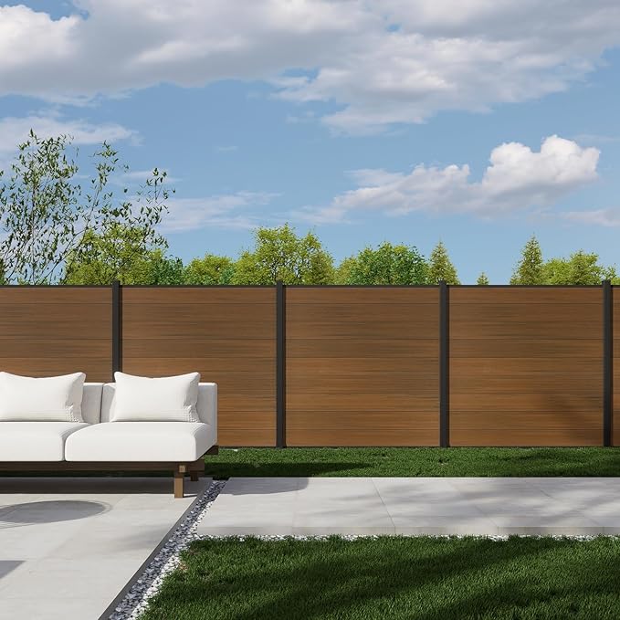 6ft x 6ft Outdoor Privacy Fence, Tall Wind Resistant Covering, Wood Plastic - Image 9