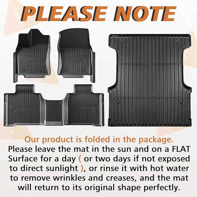 TripleAliners Truck Bed Mat & Floor Mats Front Rear Full Set Compatible - Image 2