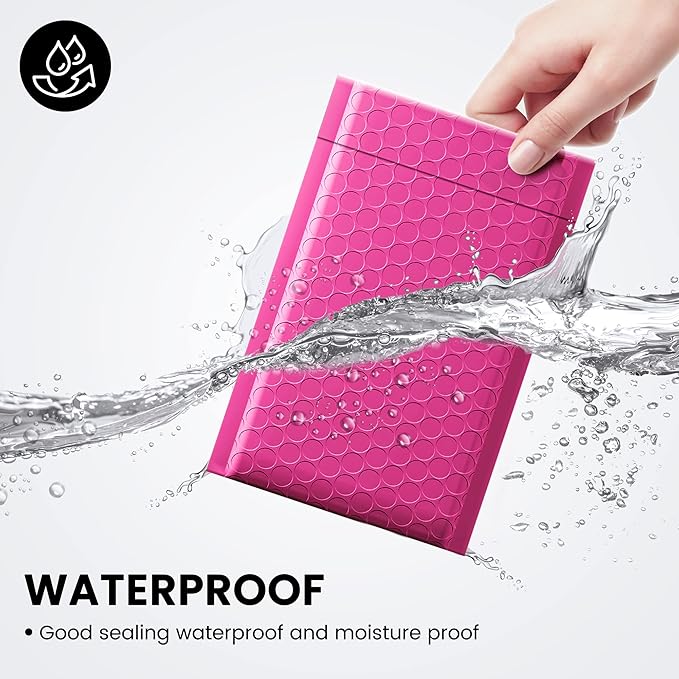 Fuxury Pink Bubble Mailers 4x8" 200 Pack Usable Size 4x7" Waterproof Padded - Image 4