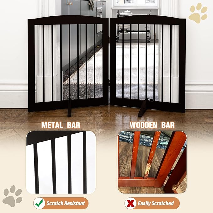 Freestanding Pet Gate for Dogs, Foldable Wooden Dog Gate for House, Indoor Pet - Image 4