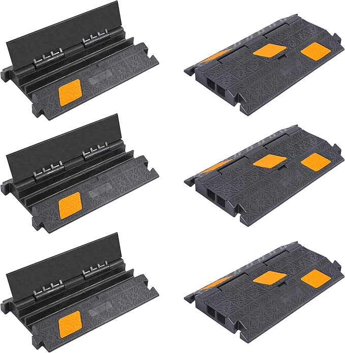 OrangeStar 6 Pack 17" Cable Protector Cover Ramps, 2-Channel Floor Protective by OrangeStar