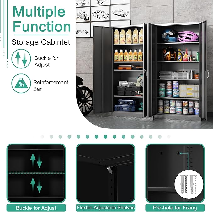 Black Metal Storage Cabinet - Image 6