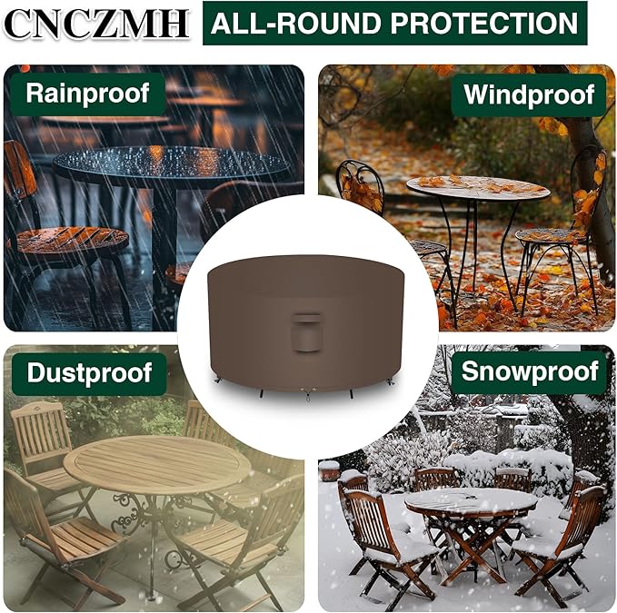 Heavy Duty Patio Furniture Covers Waterproof, 600D Round Outdoor Furniture - Image 6