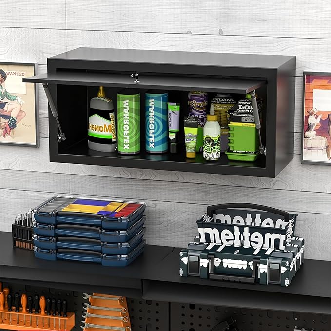 Metal Garage Wall Cabinet with Lock, Wall Mounted Metal Storage Cabinets with - Image 2