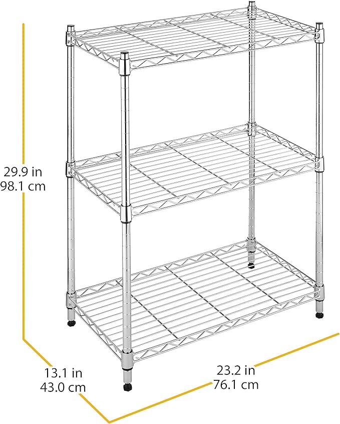 Whitmor 3 Tier Shelving Unit, Metal Storage Shelves, 400 lbs Capacity per Shelf - Image 3
