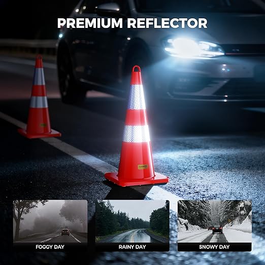 10 Pack 28 Inch Traffic Cones, from -22℉ to 131℉, MUTCD-Compliant Orange Safety - Image 6
