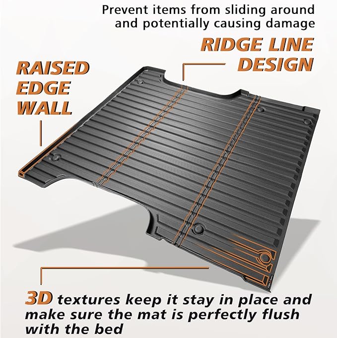 TripleAliners Truck Bed Mat & Floor Mats Front Rear Full Set Compatible - Image 7