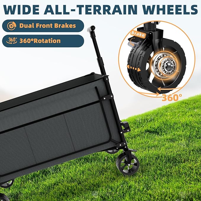 Favoyard Collapsible Wagon Carts Foldable 150L & 360LBS Portable Folding Wagons - Image 4